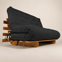 Sofá Cama Casal Futon Tokio D33 Madeira Cor Mel Acquablock Preto