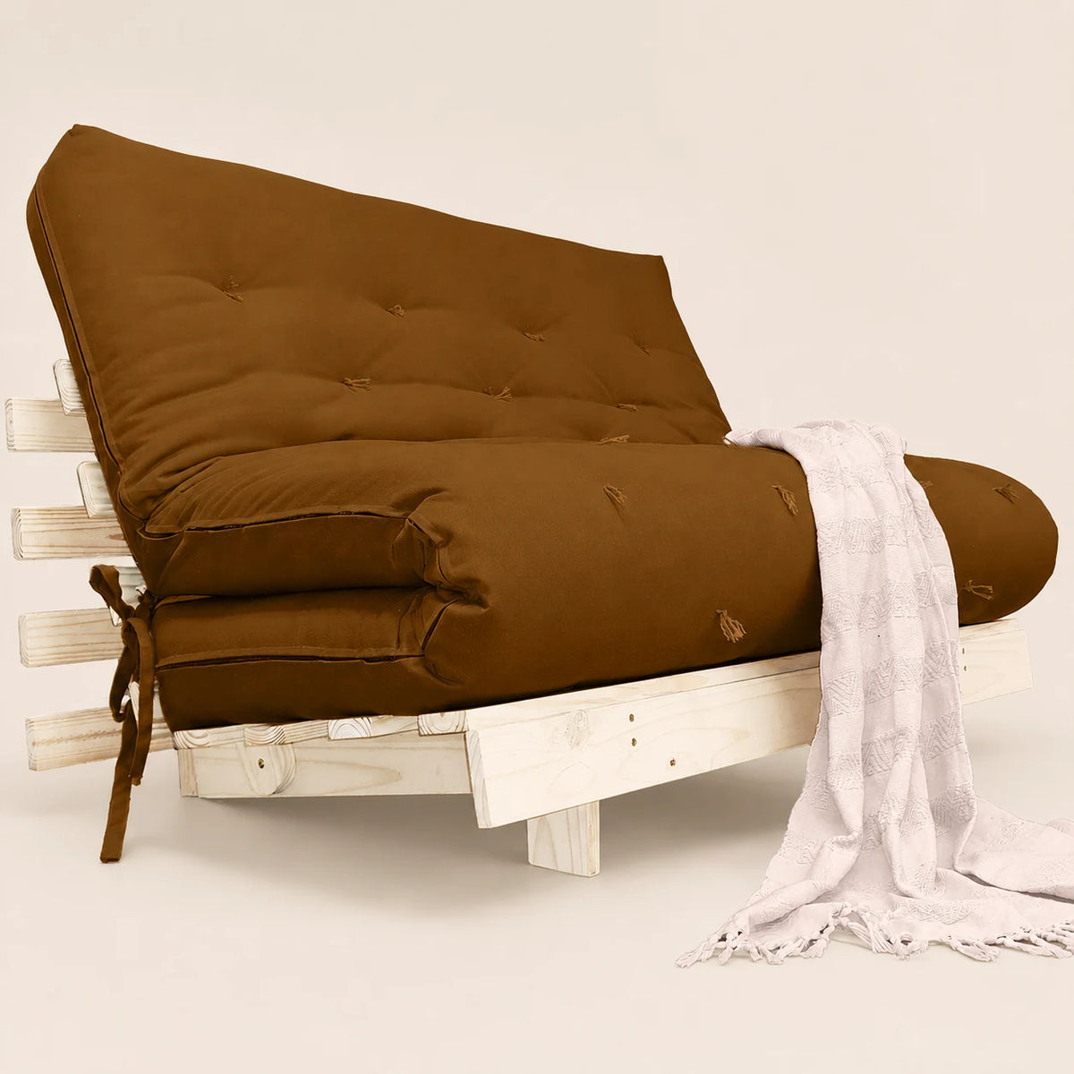 Sofá Cama Casal Futon Tokio D33 Madeira Pinus Natural - Caramelo