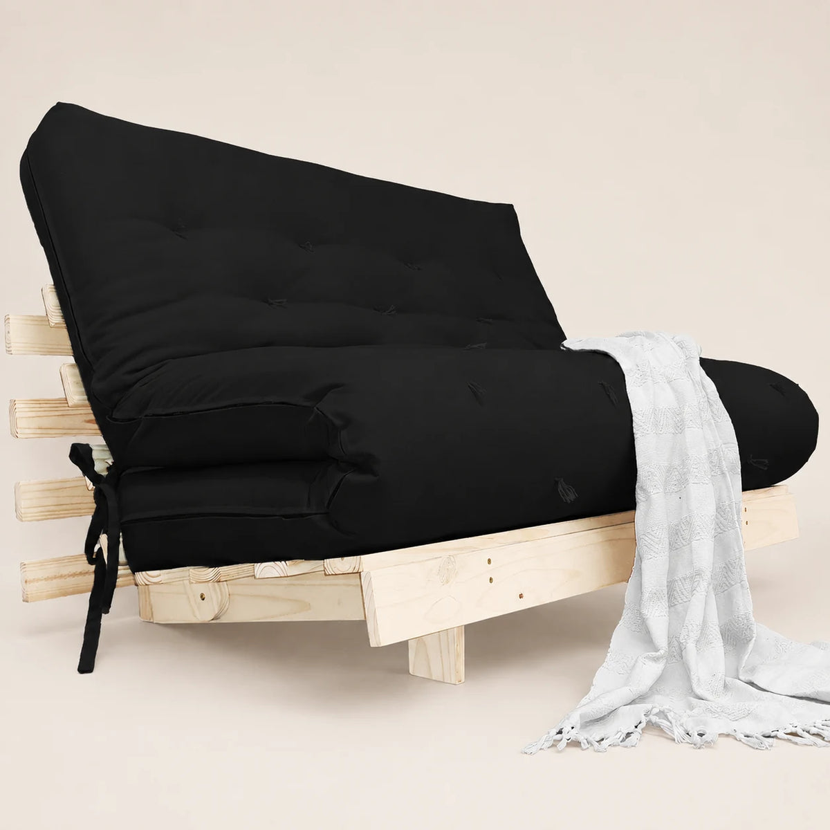 Sof� Cama Casal Futon Tokio D33 Madeira Pinus Natural - Preto