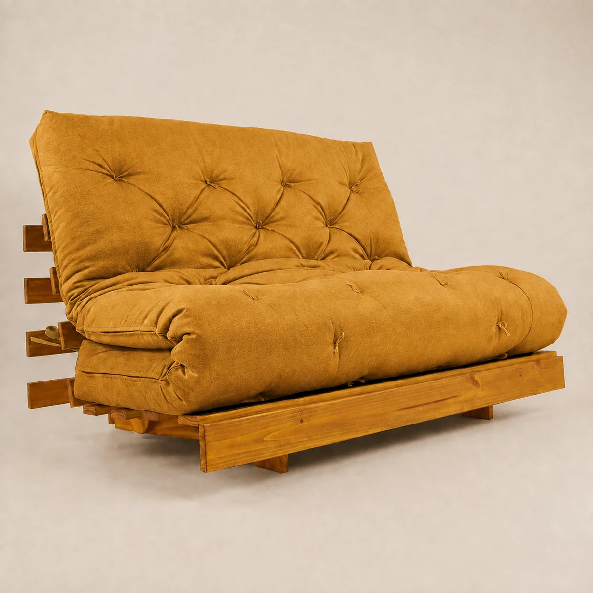 Sofá Cama Casal Futon Tokio Madeira Cor Mel Acquablock Amarelo