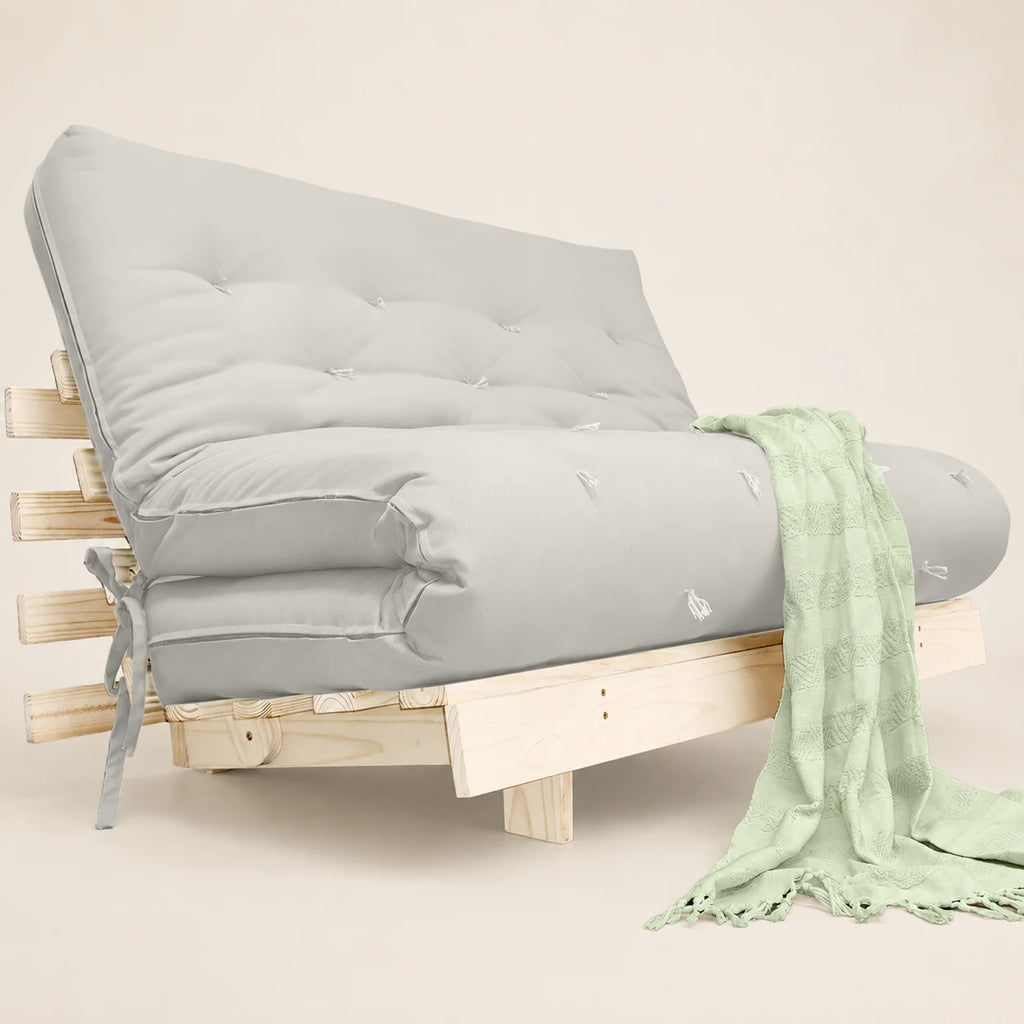 Sof� Cama Casal Futon Tokio Madeira Maci�a Acquablock Branco Off
