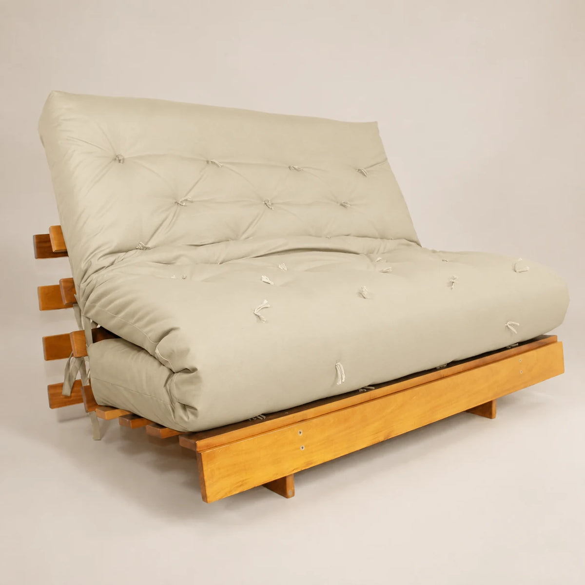 Sofá Cama Casal Futon Tokio Madeira Nobre Sarja Bege