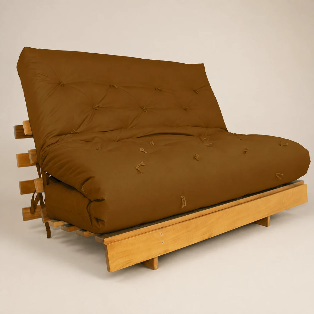 Sofá Cama Casal Futon Tokio Madeira Nobre Sarja Caramelo
