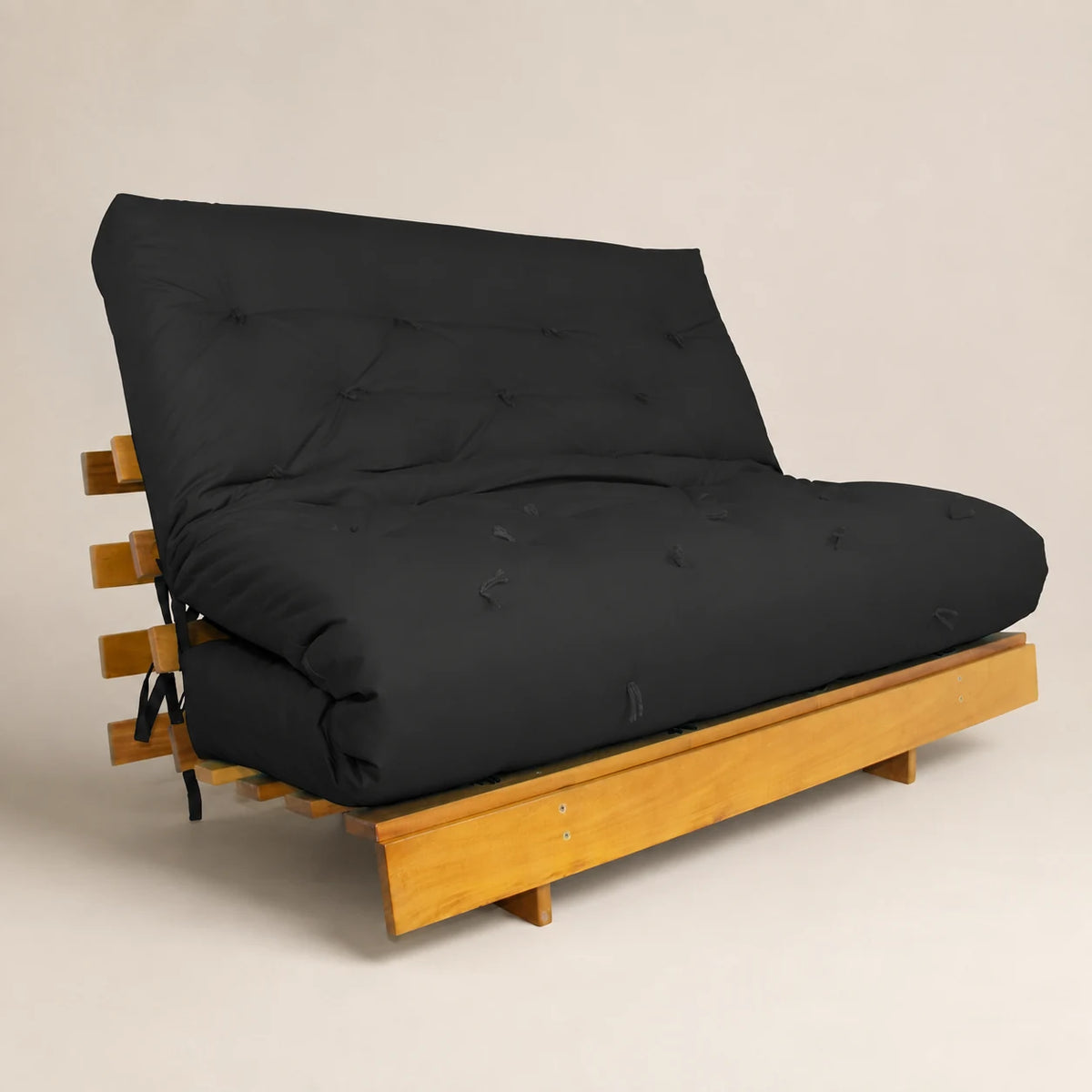 Sofá Cama Casal Futon Tokio Madeira Nobre Sarja Preto