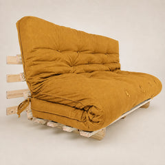 Sofa Cama Futon Casal Tokio Madeira Maciça Acquablock Amarelo