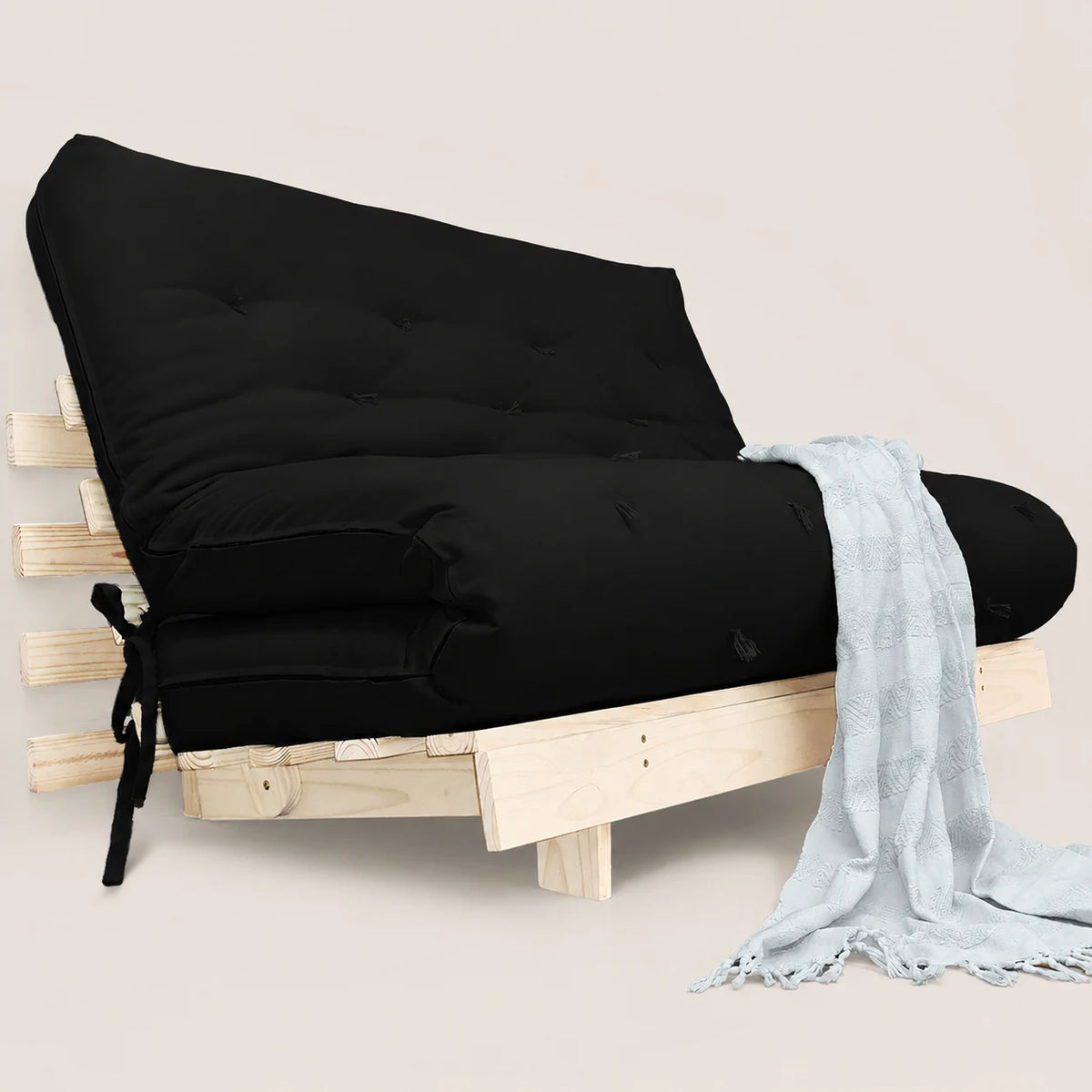 Sofa Cama Futon Casal Tokio Madeira Maciça Acquablock Preto