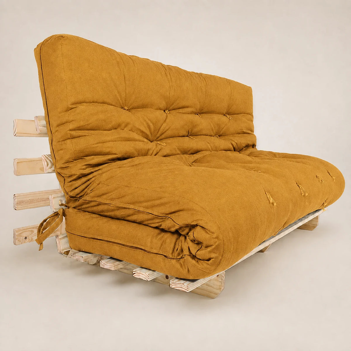 Sofa Cama Futon Oriental King D33 Madeira Pinus Sem Pintura Acquablock Amarelo