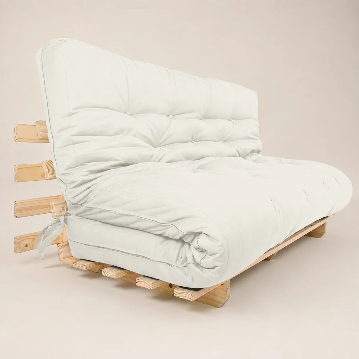 Sofa Cama Futon Oriental King D33 Madeira Pinus Sem Pintura Acquablock Branco Off