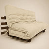 Sof� Cama Futon Oriental King Madeira Pinus Cor imbuia Maci�a Sarja Bege Claro D33