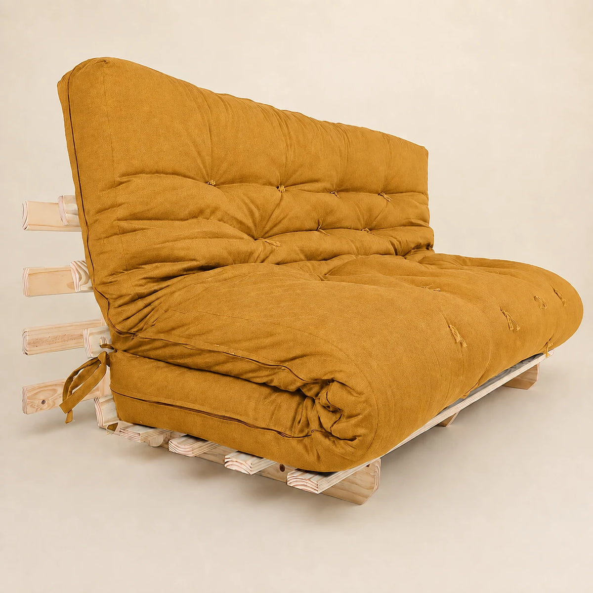 Sofa Cama Futon Oriental King Madeira Pinus Sem Pintura Acquablock Amarelo