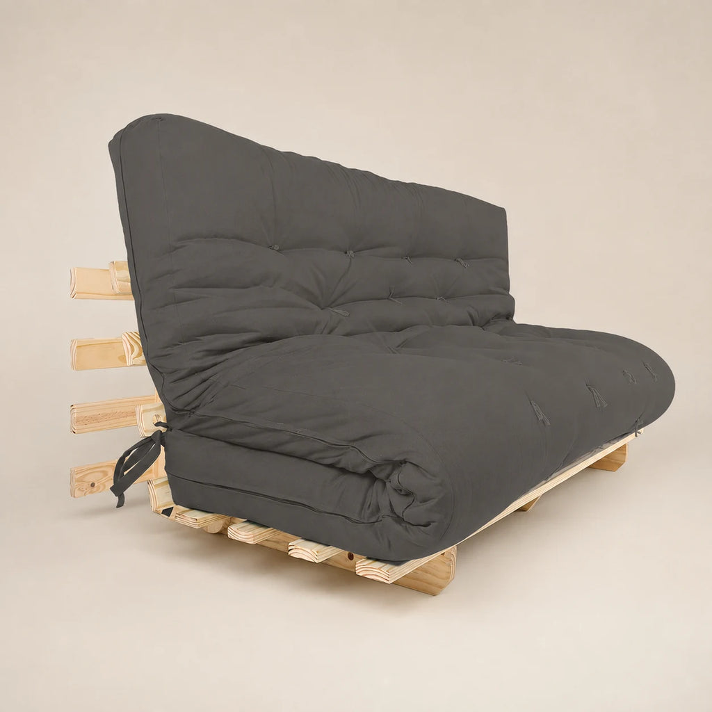 Sofa Cama Futon Oriental King Madeira Pinus Sem Pintura Acquablock Chumbo