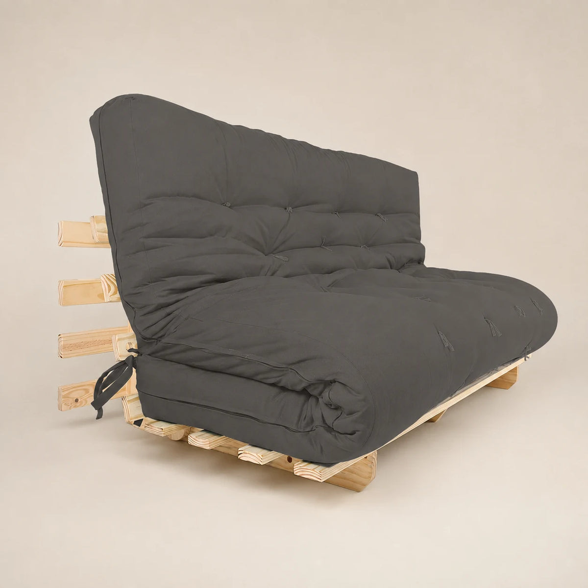 Sofa Cama Futon Oriental King Madeira Pinus Sem Pintura Acquablock Chumbo