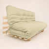Sofa Cama Futon Oriental King Madeira Pinus Sem Pintura Sarja Bege