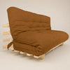 Sofa Cama Futon Oriental King Madeira Pinus Sem Pintura Sarja Caramelo