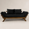 Sofá Cama Reclinável Futon D33 Japão - Madeira Nobre Imbuia Tecido Sarja Cor Preto
