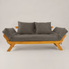 Sof� Cama Reclin�vel Futon D33 Jap�o - Madeira Mel Tecido Sarja Cor Cinza