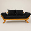 Sof� Cama Reclin�vel Futon D33 Jap�o - Madeira Mel Tecido Sarja Cor Preto
