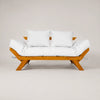 Sof� Cama Reclin�vel Futon Jap�o 1,40 - Madeira Mel Tecido Acquablock Cor Branco off