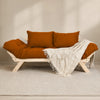 Sof� Cama Reclin�vel Futon Jap�o D33 - Madeira Sem Pintura Tecido Sarja Cor Caramelo