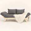 Sofá Cama Reclinável Futon Japão D33- Madeira Sem Pintura Tecido Sarja Cor Cinza