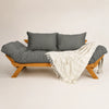 Sof� Cama Reclin�vel Futon Jap�o Madeira Mel - Tecido Sarja Cor Cinza