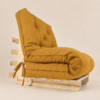 Sofa Cama Solteiro Futon Dobrável - Madeira Natural Acquablock Amarelo
