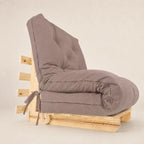 Sofa Cama Solteiro Futon Dobrável - Madeira Natural Acquablock Fendi