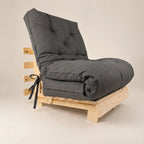 Sofa Cama Solteiro Tokio Futon Dobrável - Madeira Natural Acquablock Chumbo