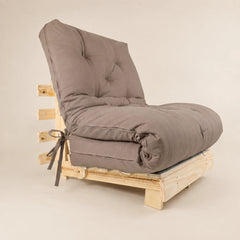 Sofa Cama Solteiro Tokio Futon Dobrável - Madeira Natural Acquablock Fendi
