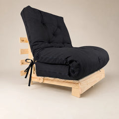 Sofa Cama Solteiro Tokio Futon Dobrável - Madeira Natural Acquablock Preto