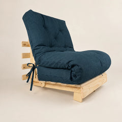 Sofa Cama Solteiro Tokio Futon Dobrável - Madeira Natural Acquablock Verde Oliva