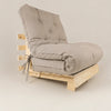 Sofa Cama Tokio Solteiro Futon Dobr�vel - Madeira Natural Sarja Bege