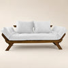 Sof� Cama Reclin�vel Futon Jap�o - Madeira Imbuia Tecido Acquablock Cor Branco Off