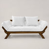 Sof� Cama Reclin�vel Futon D33 Jap�o - Madeira Imbuia Tecido Acquablock Cor Branco Off