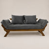 Sof� Cama Reclin�vel Futon D33 Jap�o - Madeira Imbuia Tecido Acquablock Cor Chumbo