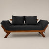 Sof� Cama Reclin�vel Futon D33 Jap�o - Madeira Imbuia Tecido Acquablock Cor Preto