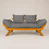 Sofá Cama Futon Reclinável Japão - Madeira Nobre Mel Tecido Acquablock Cor Chumbo