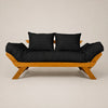 Sofá Cama Futon Reclinável Japão - Madeira Nobre Mel Tecido Acquablock Cor Preto