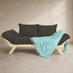 Sofá Cama Reclinável Futon Japão - Madeira Sem Pintura Tecido Acquablock Cor Chumbo