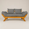 Sofá Cama Reclinável Futon Japão - Madeira Mel Tecido Acquablock Cor Chumbo