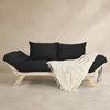 Sof� Cama Reclin�vel Futon Jap�o - Madeira Sem Pintura Tecido Acquablock Cor Preto