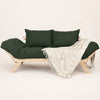 Sofá Cama Reclinável Futon Japão - Madeira Sem Pintura Tecido Sarja Cor Verde Militar